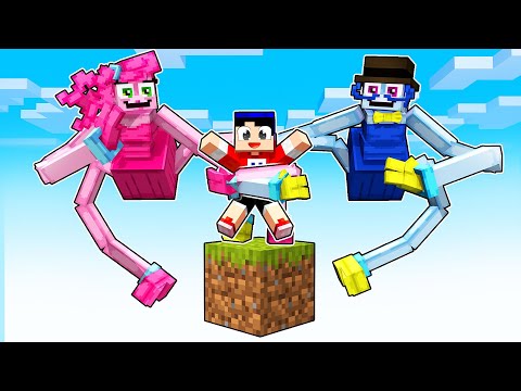 JOGANDO COM A MOMMY LONG LEGS e DADDY LONG LEGS em APENAS UM BLOCO no MINECRAFT!
