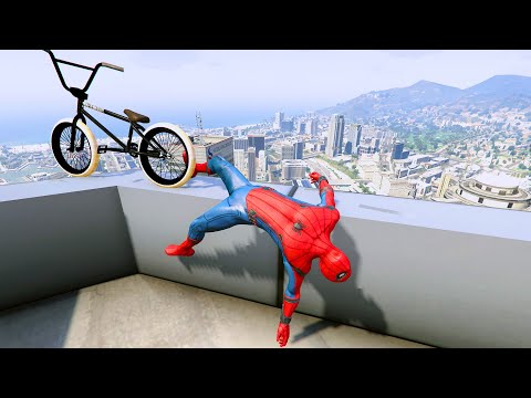 GTA 5 Spiderman Bmx Parkour Jumps #71 (Euphoria Ragdolls)