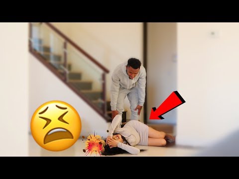 FALLING DOWN THE STAIRS WHILE PREGNANT PRANK ON BOYFRIEND! (REVENGE)