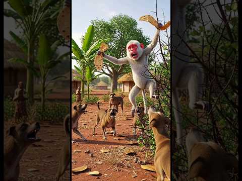 Brave Monkey Kids Take Revenge on Wild Dogs 🐒🔥#shorts