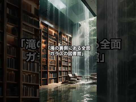 「滝の裏側にある全面ガラスの図書館」#AIプロンプト #AI #chatgpt #dalle #画像生成 #shorts