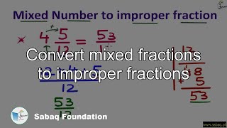 Convert mixed fractions to improper fractions