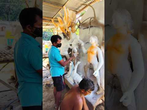 আমাদের দুর্গা ঠাকুরের শুরু হলো আজ রঙের কাজ🎨🖌️#shorts #minivlog #durgapuja2025