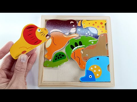 Animales salvajes para niños 🐘🦁🐒🐊  Aprende datos curiosos sobre animales salvajes con puzzles