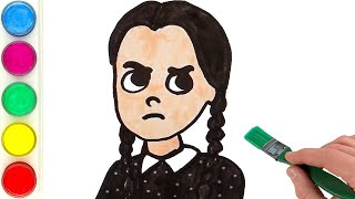 Wednesday Addams Drawing, Painting, Coloring for Kids