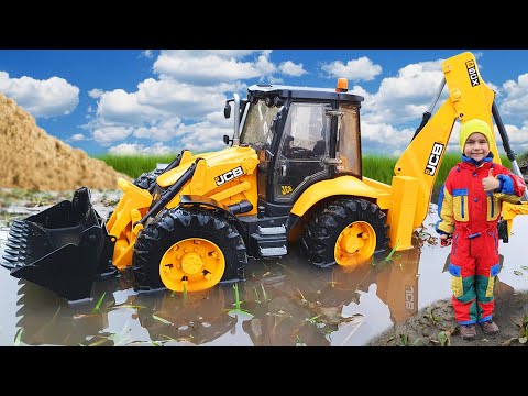 Funny toy stories for kids about Excavator JCB, Dump Truck, Tractor Case, Fendt and John Deere