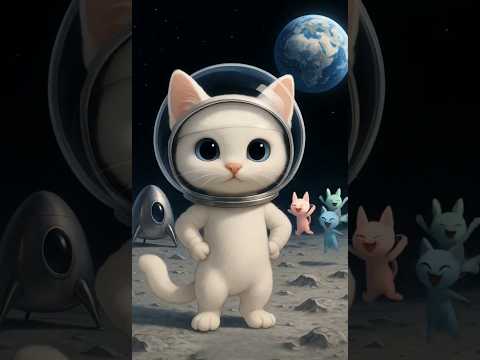 Meowi Goes to the Moon But Misses Home 😿 #cats #meow #shorts #story #ai #kitten #kitty
