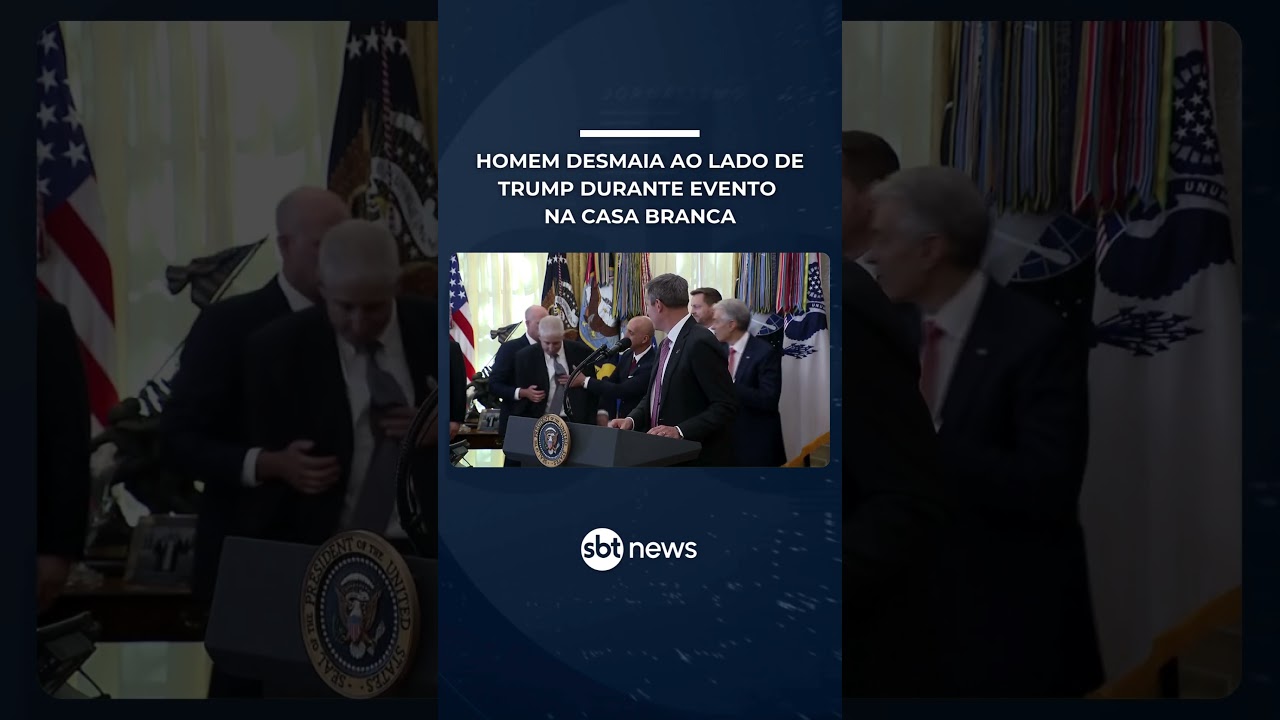 Homem desmaia ao lado de Trump durante evento na Casa Branca TV Online Homem desmaia ao lado de Trump durante evento na Casa Branca