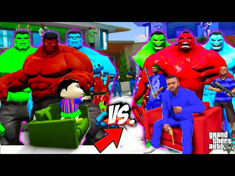 Shinchan Pinchan GREEN HULK GANG vs Franklin BLUE HULK GANG In GTA 5 | Franklin Boss