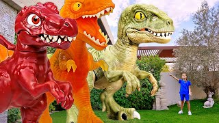 🦖😱 Huge Dinosaur Toys Came Alive In Our House!!! | Dinosaur Stories for Kids 🏠✨