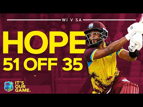 Power Hitting 🏏 | Shai Hope Hits 51 Off 35 Balls | West Indies v South Africa T20I