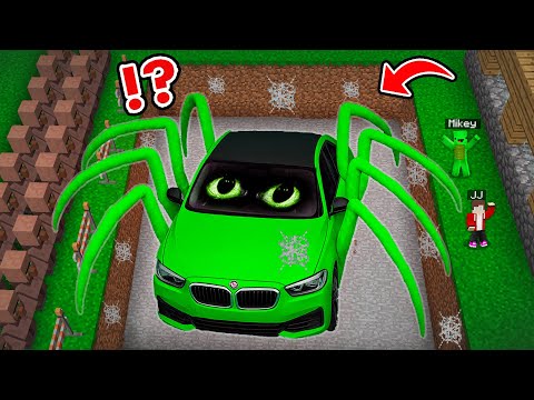 JJ and Mikey Found SCARY BURIED MIKEY MONSTER BMW M5 G90 in Minecraft?!