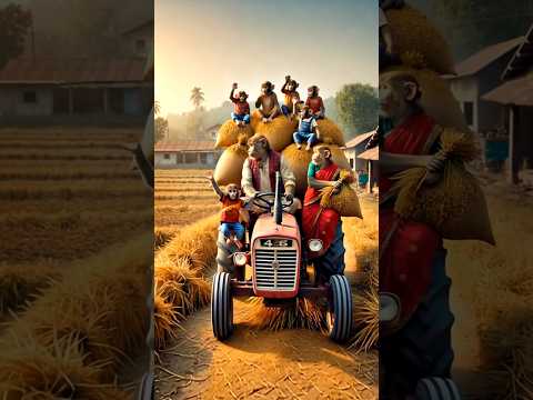 बंदर परिवार खेत में लगाया धान | #shorts