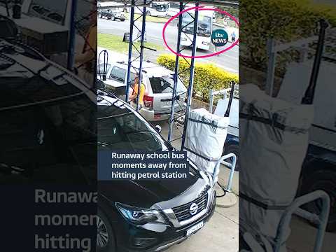 A runaway bus was moments away from hitting a petrol station before a teen intervened #itvnews