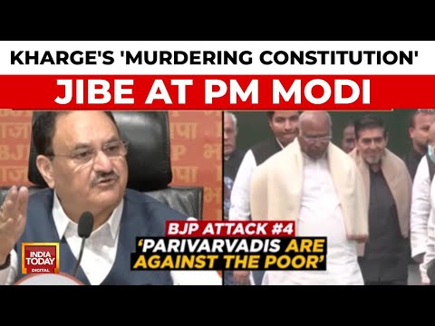 Kharge accuses PM Modi of 'murdering constitution'; BJP hits back, slams 'parivarwad'