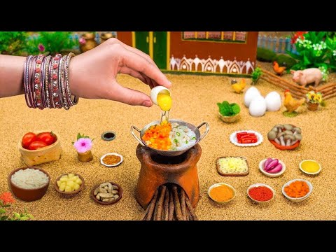 🍚 Miniature Egg Fried Rice Recipe 🧀 Cheese Vegetable Rice With Egg | Tiny Foodkey