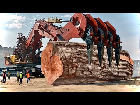 Dangerous Fastest Logging Biggest Tree Cutting Machines, Heavy Monster Truck Operator Chainsaw Skill