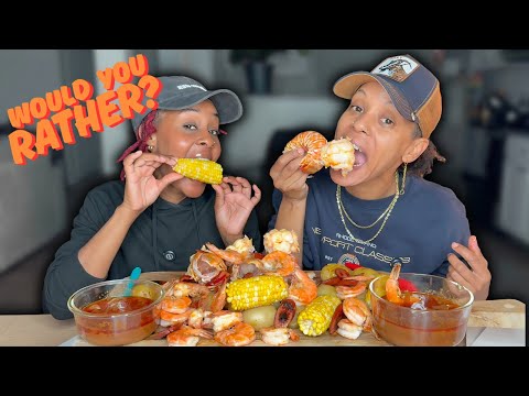 SEAFOOD BOIL DIPPED IN SAUCE + WOULD YOU RATHER 🔥