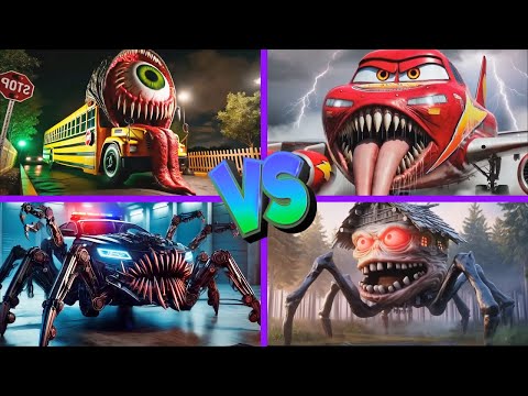 House Head🆚McQueen Infected Sky🆚Bus Eater🆚Police Car Monster - Tiles Hop EDM Rush 🎶
