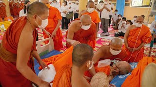 សម្ដេចព្រះពុទ្ធជ័យមុនី ឃឹម សន និមន្តដឹកនាំមន្ត្រីសង្ឃ ចម្រេីនកុសលប្រគេន ព្រះឥន្ទមុនី​ អ៊ុក​ មុត