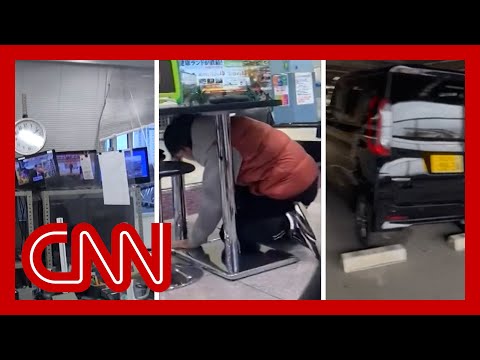 Videos capture violent shaking during huge earthquake in Japan