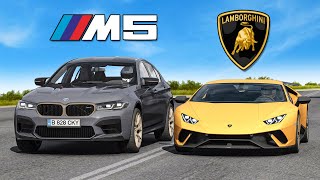 640HP Lamborghini Huracan Performante v 635HP BMW M5 CS: DRAG RACE | Assetto Corsa