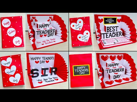 DIY 4 Beautiful Teacher's day pop-up card ideas // Happy teacher's day greetings card handmade