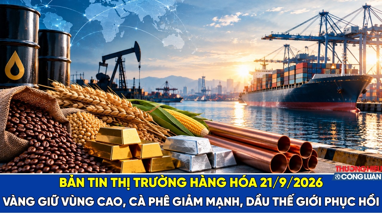 Thị trường hàng hóa ngày 21/9/2026: Vàng giữ vùng cao, cà phê giảm mạnh, dầu thế giới phục hồi