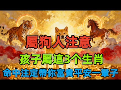 屬狗人注意！孩子屬這3个生肖，命中注定帶你富貴平安一輩子！