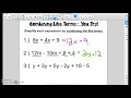 Combining Like Terms in Algebra