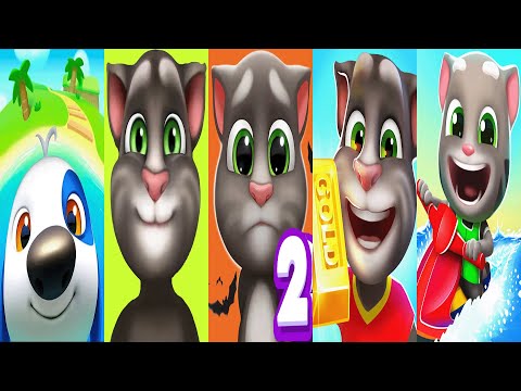 My Talking Tom2 vs Talking Tom Gold Run vs My Talking Tom vs Talking Hank islands vs Jetski2 Ep4155