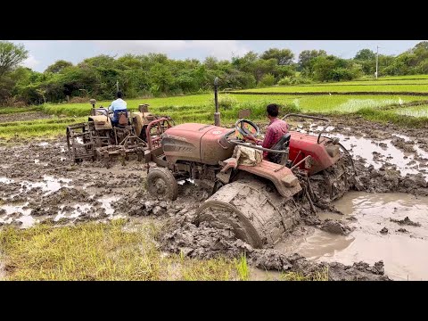 Solis tractor stuck in mud pulling out by Mahindra tractor | tractor |