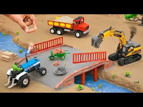 BRIDGE BUILDING ADVENTURE! 🏗️🚧 | Toy Trucks & Excavator Construction Play for Kids | Educational Fun