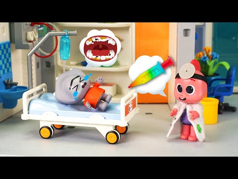 Baby Dino Got Rotten Teeth! Brush Your Teeth After Eating Snacks😥 Cocobi Toy Hospital