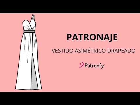 Vestido elegante con diseño asimétrico y drapeado | Patronaje