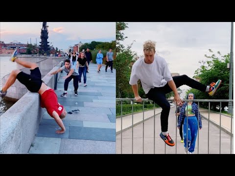 Kirya does parkour stunts in public! || Best reactions ever 🫢🤯