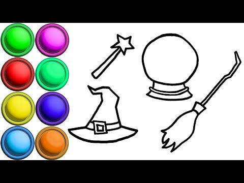 How to Draw Witch Accessory - Coloring Pages for Children - Painting for Kids and Toddlers