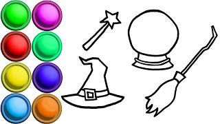 How to Draw Witch Accessory - Coloring Pages for Children - Painting for Kids and Toddlers