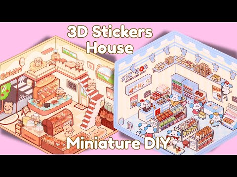 Little Bear Bakery, Cute Dog Convenience Store |  3D Sticker Miniature House | Relaxing DIY
