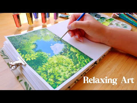 Relaxing Art Video │Easy Gouache Landscape Painting 👒