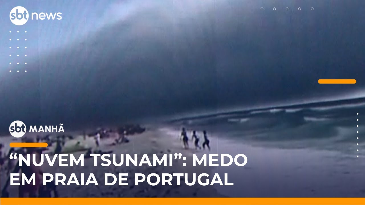 Nuvem em formato de tsunami assusta banhistas em Portugal | SBTManhã