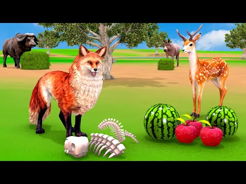 Clever Deer vs Lazy fox Story | Wild Animals | Funny Elephant Stories