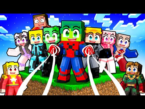 10 FREUNDE auf Einem SUPERHELDEN BLOCK in Minecraft!