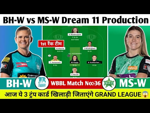 BH W vs MS W Dream 11 Prediction| BH W vs MS W Team Of Today Match| BH W vs MS W Team Comparison|