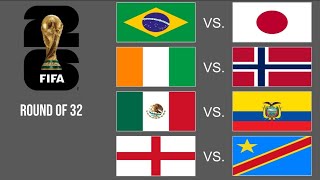 FIFA World Cup 2026 Round of 32 🇧🇷vs🇯🇵, 🇨🇮vs🇳🇴, 🇲🇽vs🇪🇨, 🏴󠁧󠁢󠁥󠁮󠁧󠁿vs🇨🇩 Simulation in Marble Soccer