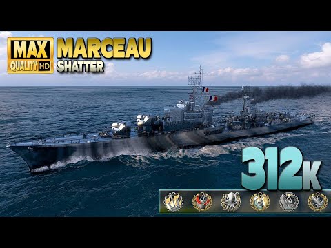 Destroyer Marceau  Excellent performance on map Shatter   World of Warships
