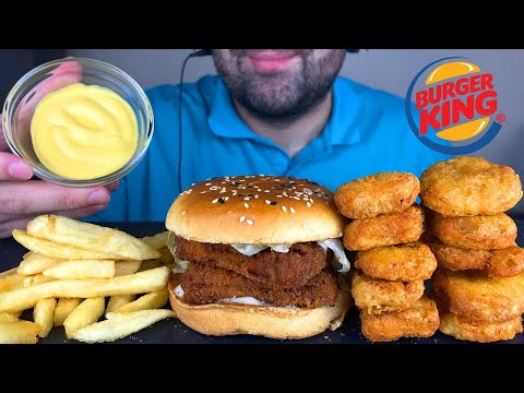 ASMR BURGER KING CRISPY FRIED CHICKEN NUGGETS, FISH BURGER, CRISPY FRIES MUKBANG | EATING SOUNDS