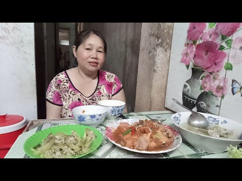 đậu hũ dồn thịt sốt cà, khổ qua xào thịt bằm canh cải nấu với thịt bằm #loanvlop8386