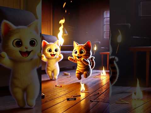 Kittens Play with Fire and Cause Big Trouble!  🕯️🔥👨‍🚒#cat #kitten #cute #shorts #catshorts