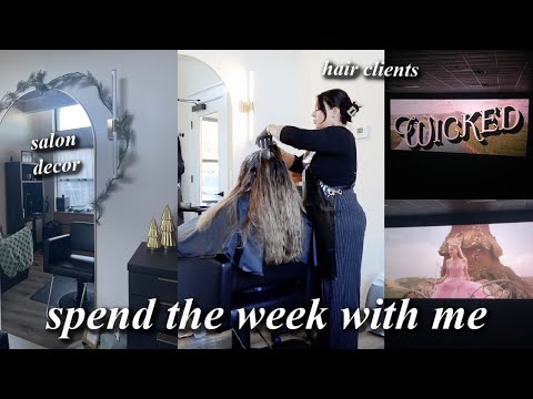 Decorating my salon for Christmas, Wicked movie review & tons of hair clients // Weekly vlog